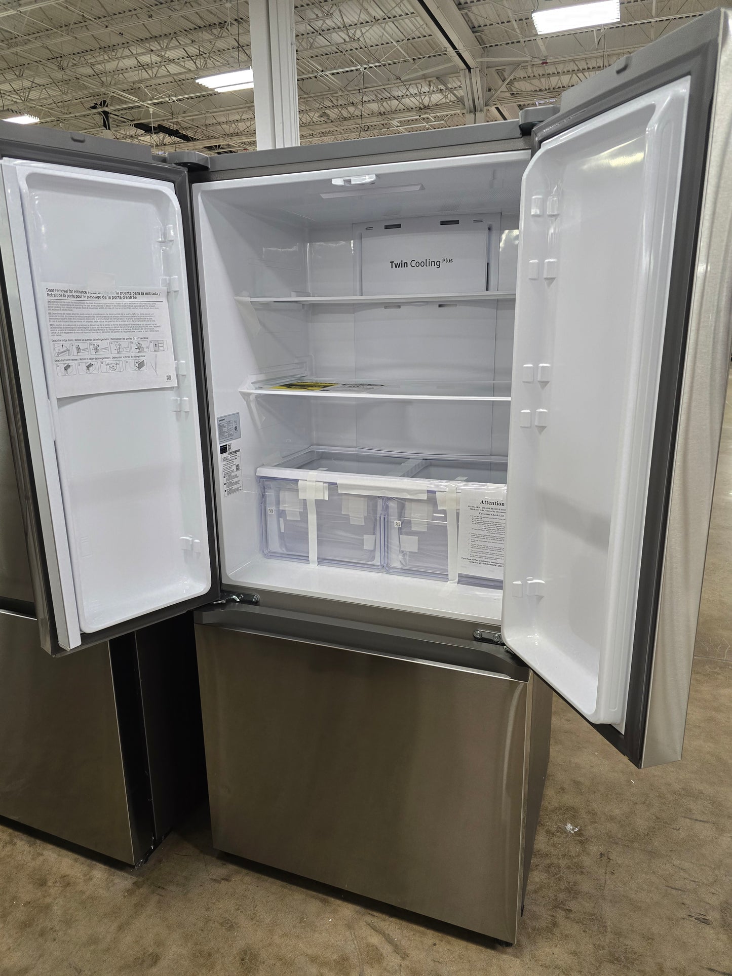 SAMSUNG 18 cu. ft. Smart Counter Depth 3-Door French Door Refrigerator in Stainless Steel - RF18A5101SR/AA (0HX24DBX807145B)