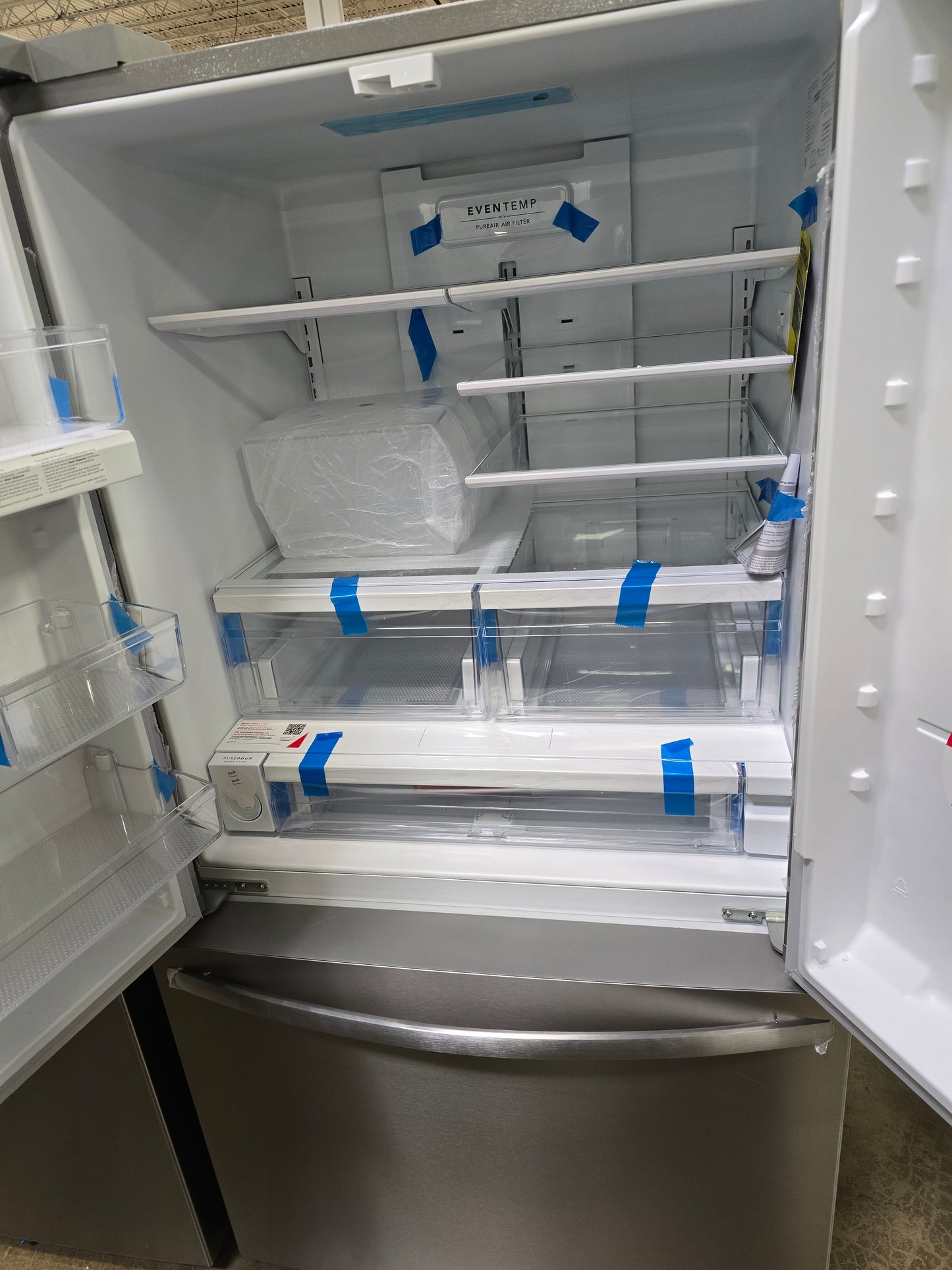 Frigidaire - 36 in 28.8 cu. ft. Standard Depth French Door Refrigerator in with Internal Water Dispenser - Stainless Steel - FRFN2813AF- SN 4A43810384