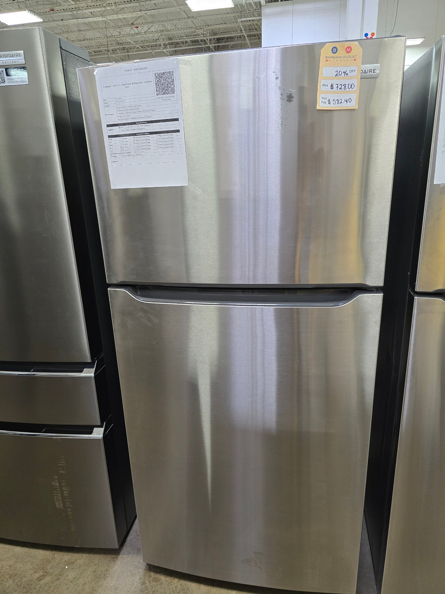 Frigidaire - 20.0 Cu. Ft. Top Freezer Refrigerator - Stainless Steel - FFTR2045VS- SN BA40207418