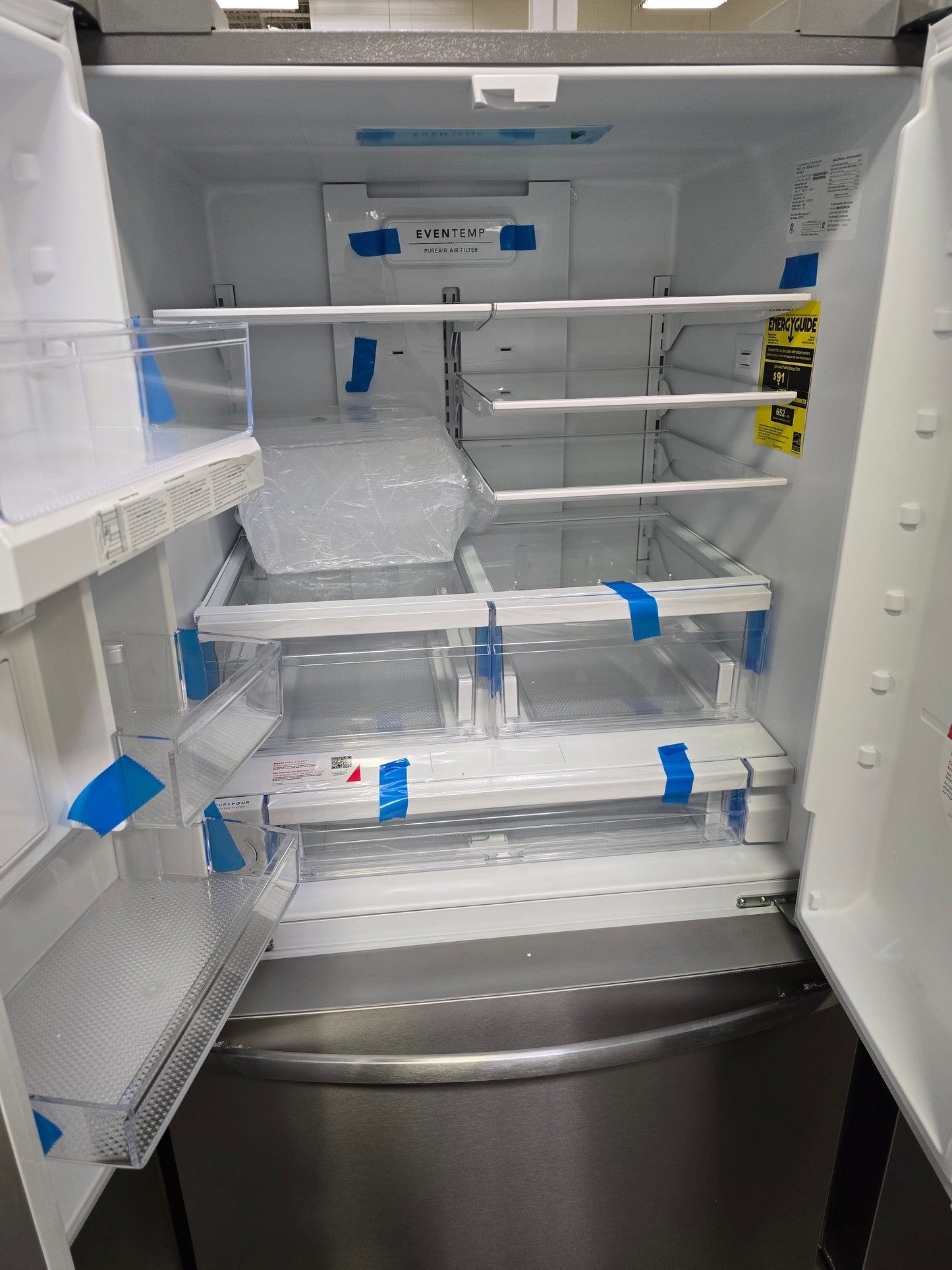 Frigidaire - 36 in 28.8 cu. ft. Standard Depth French Door Refrigerator in with Internal Water Dispenser - Stainless Steel - FRFN2813AF- SN 4A437112067