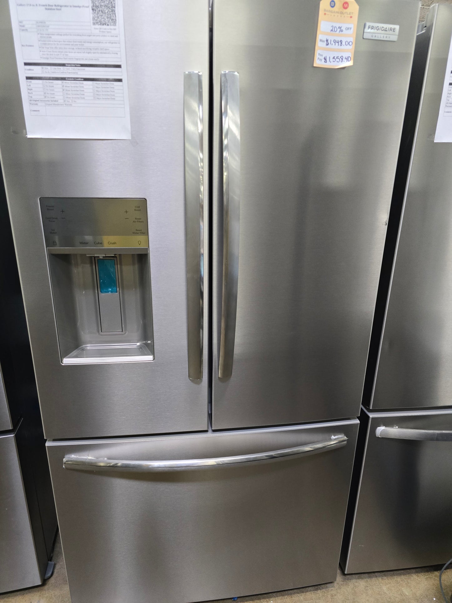 Frigidaire Gallery - 27.8 Cu. Ft. French Door Refrigerator - Stainless Steel - GRFS2853AF- SN 4A44103404