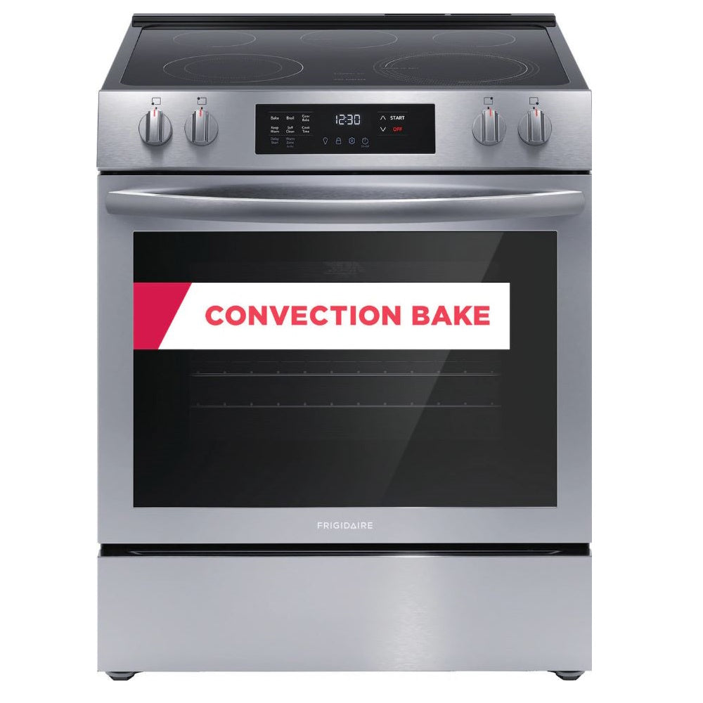 Frigidaire - 5.3 Cu. Ft. Freestanding Electric Range with Convection Bake - Stainless Steel - FCFE3083AS- SN VF43540887