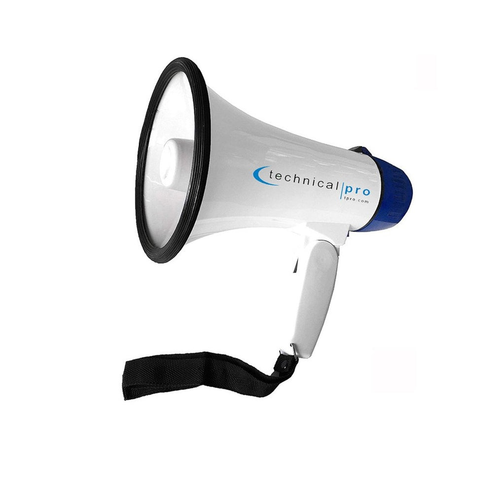 Technical Pro MPH20BL 20W Portable Megaphone with Siren, 300M Voice Range Blue Bullhorn