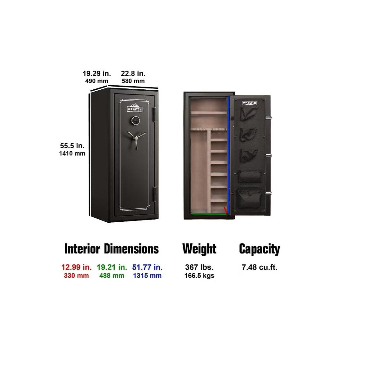 Wasatch 22 Gun Fire and Waterproof Safe with Electronic Lock 22EDBWBJ-C