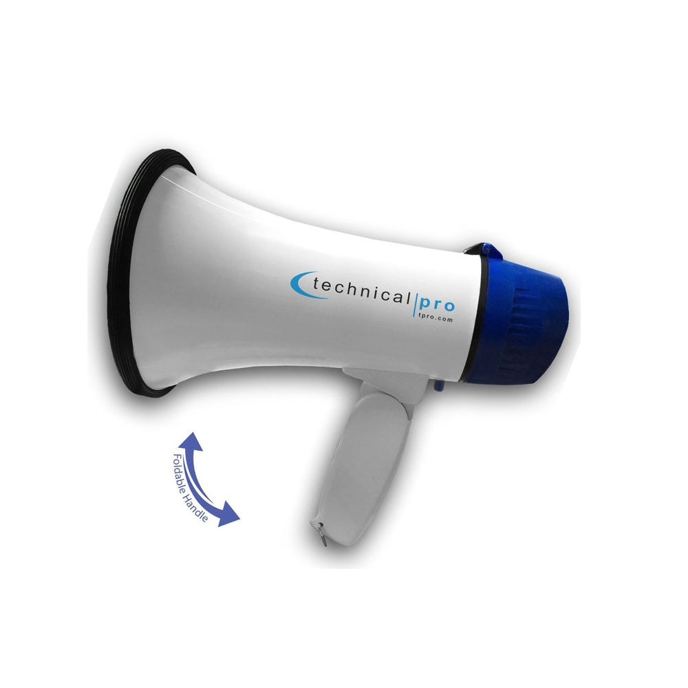 Technical Pro MPH20BL 20W Portable Megaphone with Siren, 300M Voice Range Blue Bullhorn