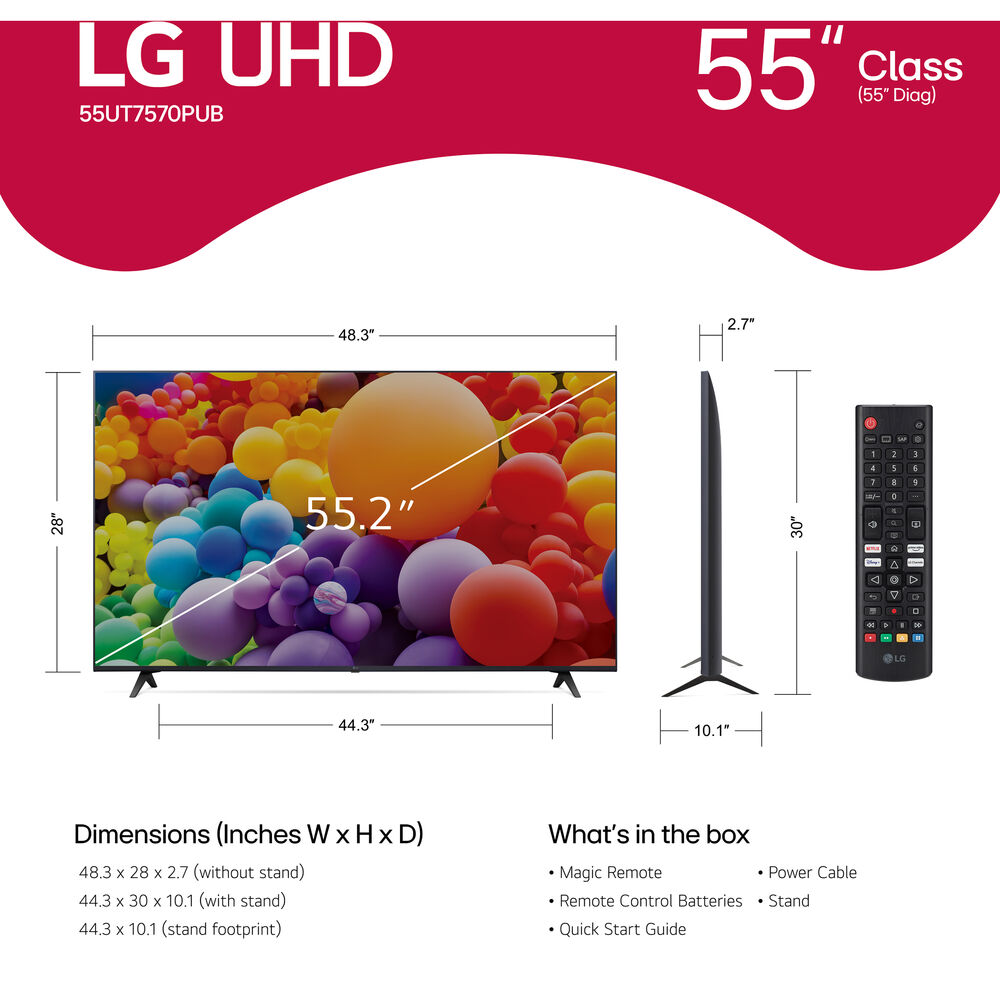 LG 55UT7570PUB 55" Class UHD Series 4K UHD TV with webOS 24