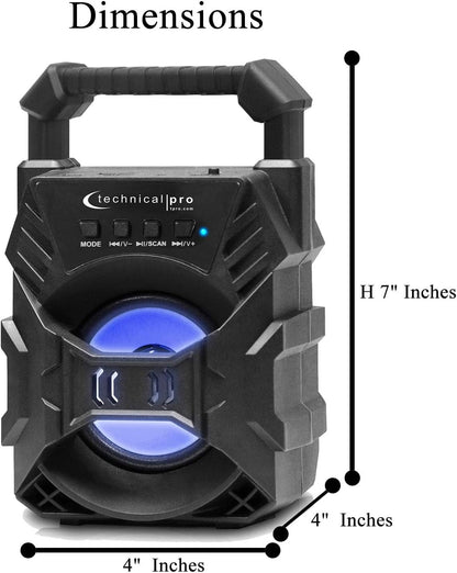 Technical Pro BOOM1 Rechargeable Bluetooth LED Speaker with 3-Inch Woofer