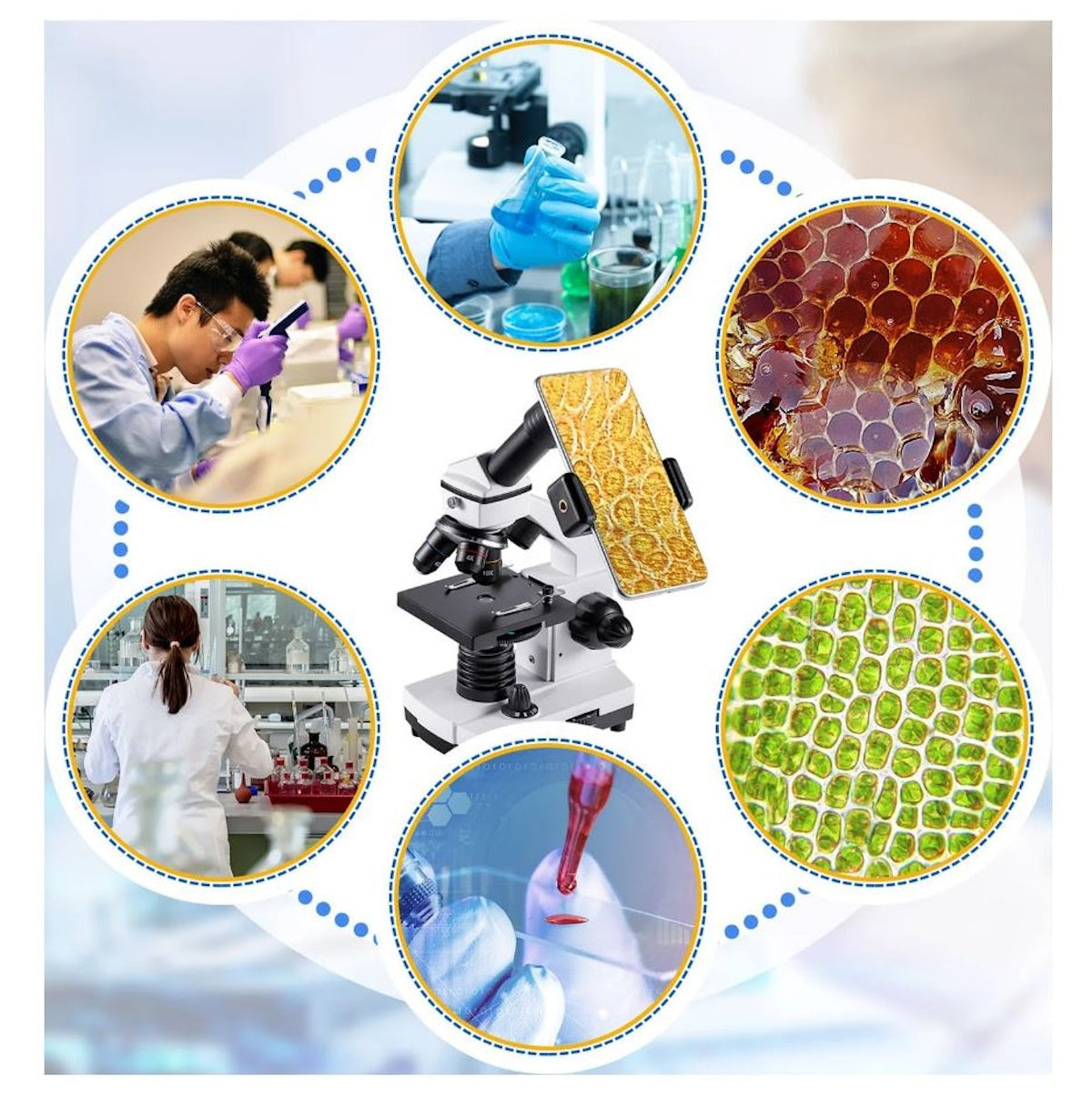 BEBANG 100X-2000X Microscopes for Kids Students Adults with Slides Set, Phone Adapter