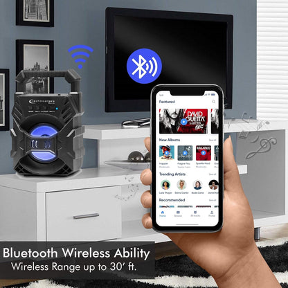Technical Pro BOOM1 Rechargeable Bluetooth LED Speaker with 3-Inch Woofer