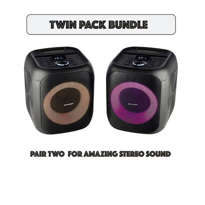 Sharp 8" Bluetooth Party Portable Speakers (2- pack) 400W 8" Woofer, 1" Tweeter - PS-916 PS-916-C
