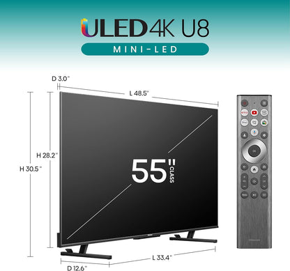 Hisense 55" Class U8 Series Mini-LED ULED 4K Google TV 55U8N-C