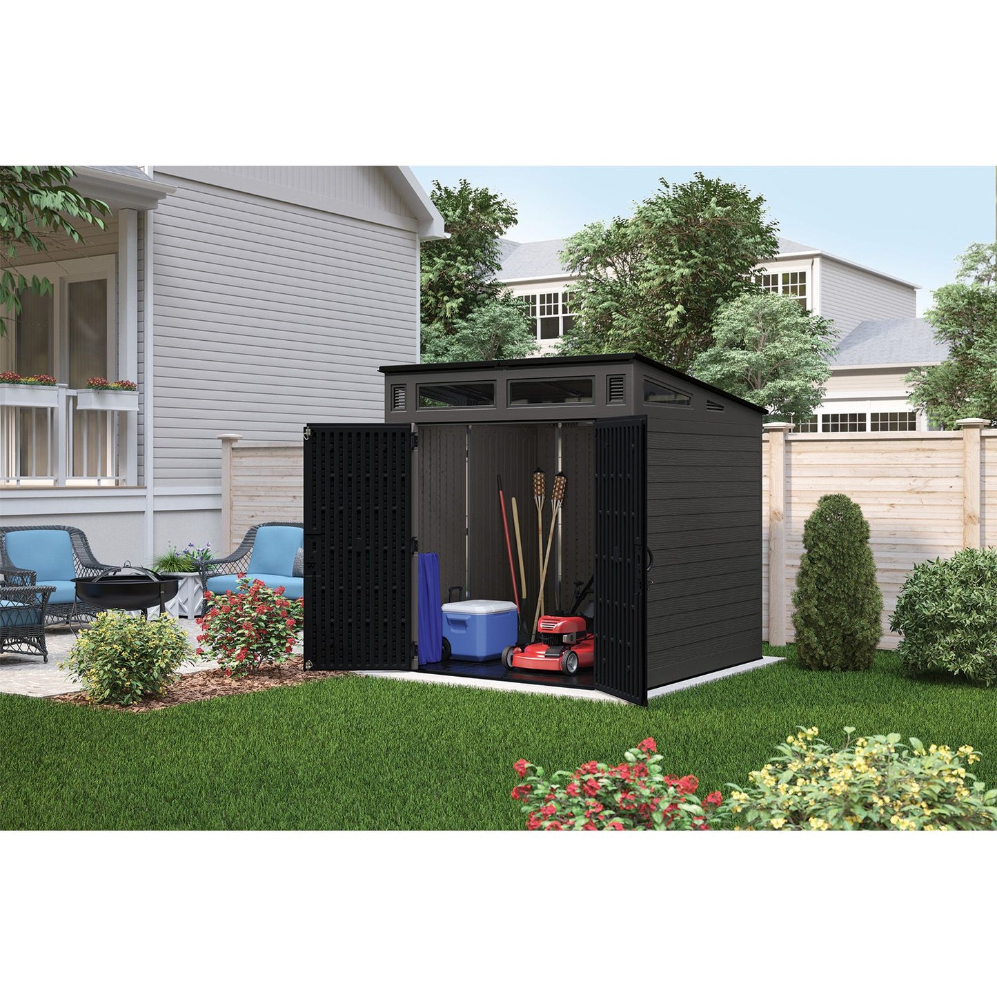 SUNCAST MODERN 7X7 STORAGE SHED - 282661 MSRP-1199.99 BJF250006