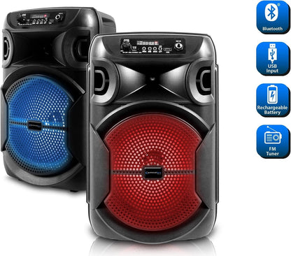 Technical Pro  2 X BOOMPACK8 8" Wireless Rechargeable Bluetooth Speakers+Microphone
