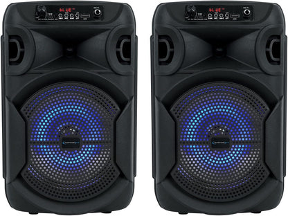 Technical Pro  2 X BOOMPACK8 8" Wireless Rechargeable Bluetooth Speakers+Microphone