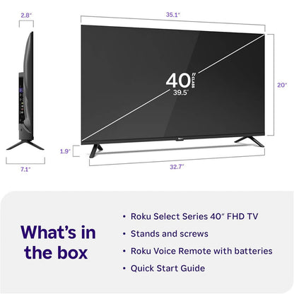 Roku 40" Class Select Series Full HD 1080p LED Smart Roku TV, HDMI ARC, Wi-Fi 4 & Bluetooth 5.2 - 2026