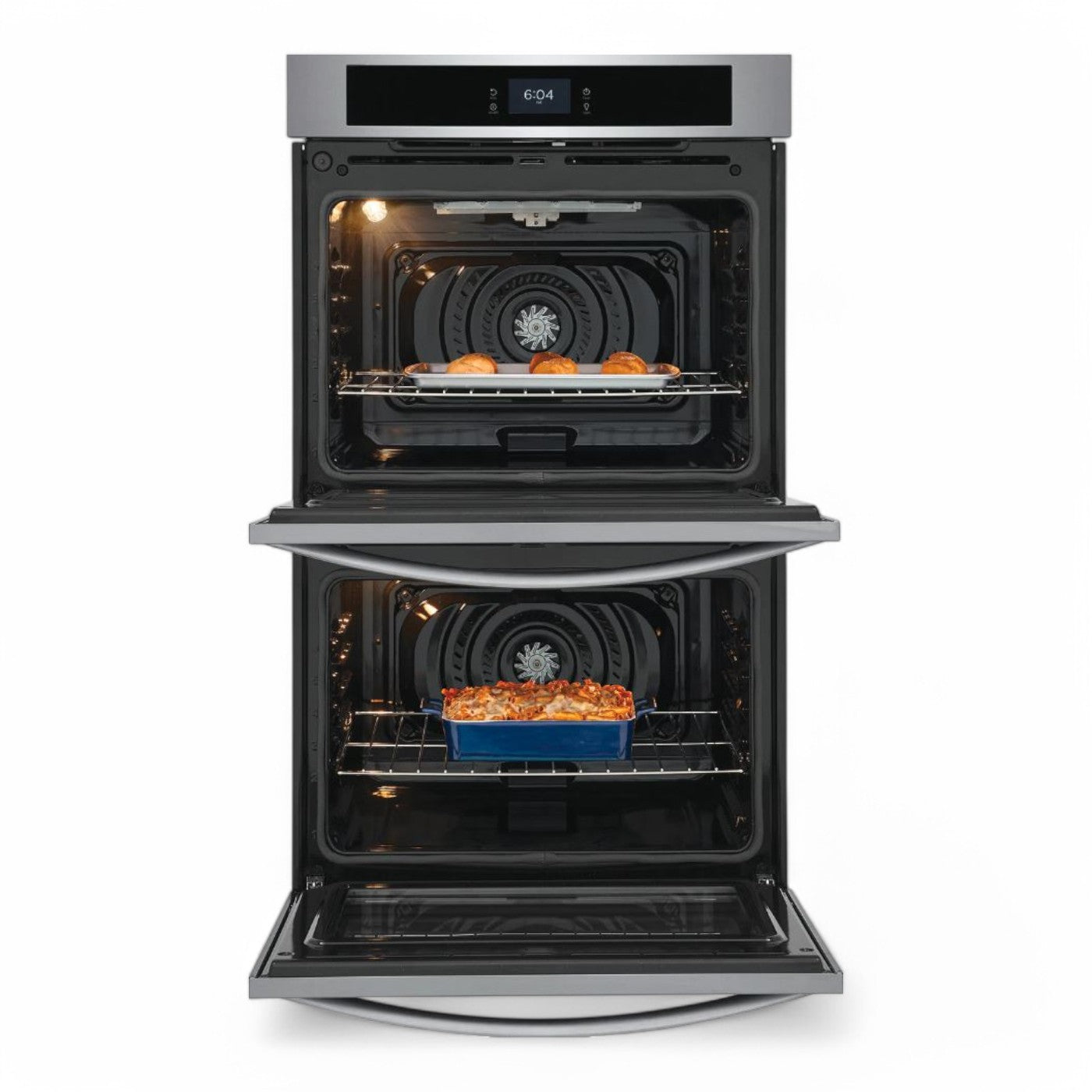 Frigidaire - 30 in. Double Electric Wall Oven with Convection - Stainless Steel - FCWD3027AS- SN VF43847478