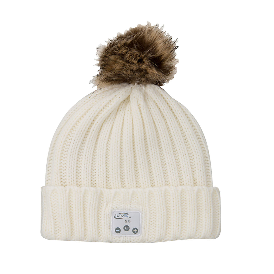 iLive Wireless Knit Cap with Built-in Speaker and Microphone, White IAKB48CW