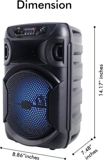 Technical Pro Rechargeable 8" Bluetooth LED Speaker with USB Card Inputs BOOM8