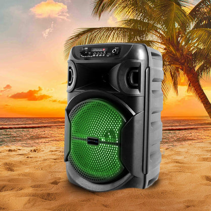 Technical Pro Rechargeable 8" Bluetooth LED Speaker with USB Card Inputs BOOM8