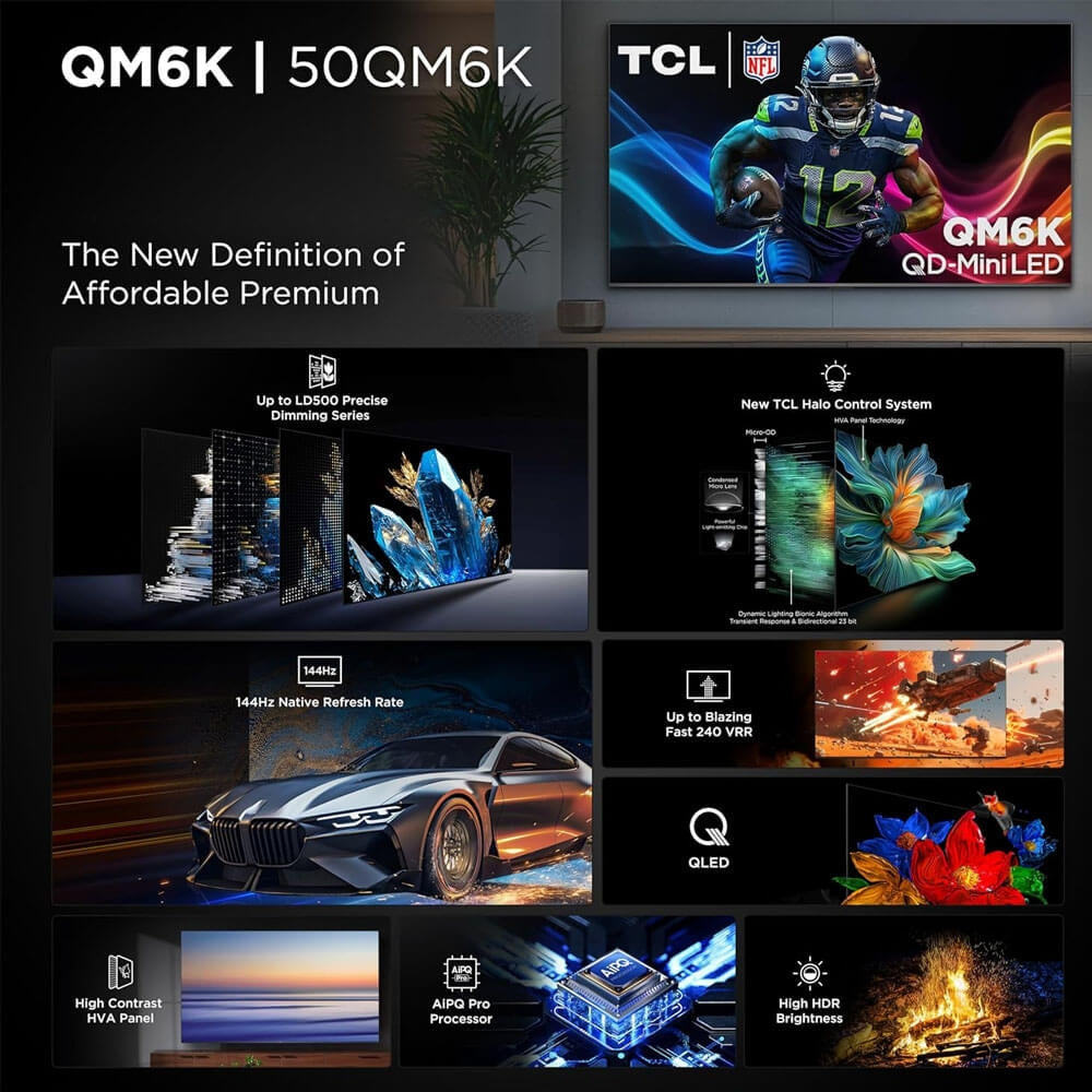 TCL 85" QM6K 4K UHD HDR QD Mini LED Smart TV with Google TV 85QM6K