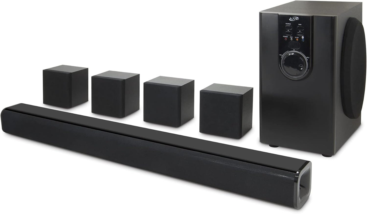 Live IHTB142B0 5.1 Channel Bluetooth Home Theater System, Black /80W  ILIVE5.1-R