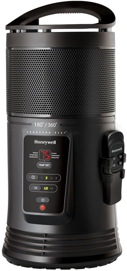 AC250612 Honeywell HZ-445R Ceramic Surround Heat Whole Room Heater with Remote Control, Black