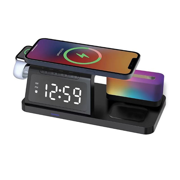 Smartpoint Wireless Charging Alarm Clock Night Light 4-in-1 charging station, Night light with color modes and white mode  SPWLSCHACNL2