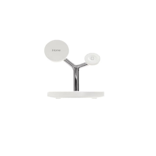 iHome 4-in-1 15W Magnetic Wireless Charging Stand - White 2IHQI1009WHTCB
