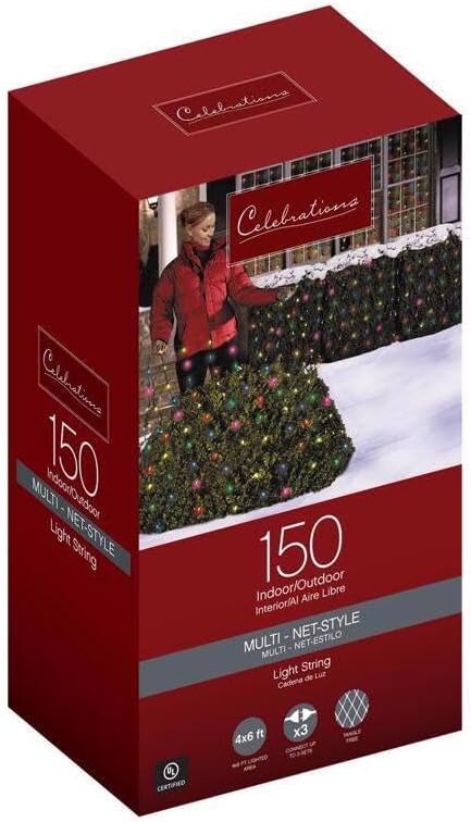 AC250800 Celebration 150 Indoor/Outdoor Net-Style Lights, Multi-Color