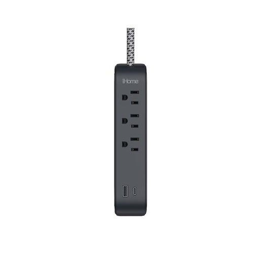 iHome Power Strip with USB and Cord Black, USB-A and USB-C charging ports - 2IHAC2268B0L2