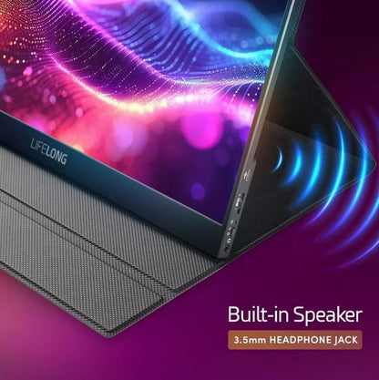 Lifelong 15.6" 1080P Portable Monitor G70-T IPS, Built-In Speakers, 60Hz, HDMI & USB-C G70-T-BF