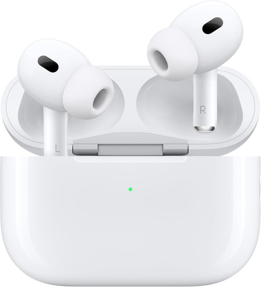 Apple AirPods Pro 2 Wireless Earbuds, Active Noise Cancellation, Hearing Aid Feature, Bluetooth Headphones, Transparency, Personalized Spatial Audio, High-Fidelity Sound, H2 Chip, USB-C ChargingMTJV3AM/A