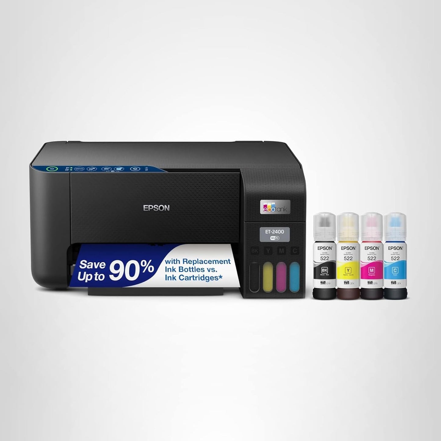 Epson EcoTank ET-2400 Wireless Color All-in-One Cartridge-Free Supertank Printer with Scan and Copy for Everyday Home Printing, Black C11CJ67201-CD  Open Box