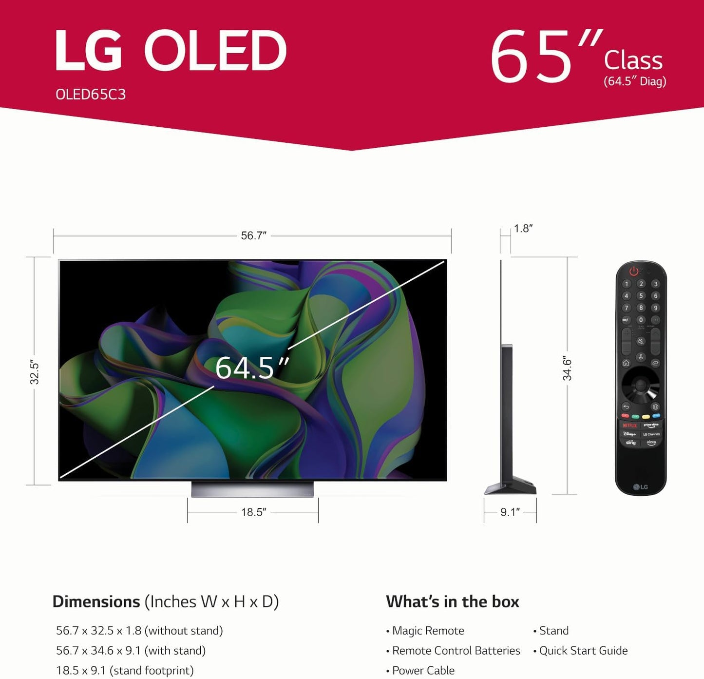 LG 65"OLED Smart TV Class C3 Series 4K UHD webOS - OLED65C3PUA