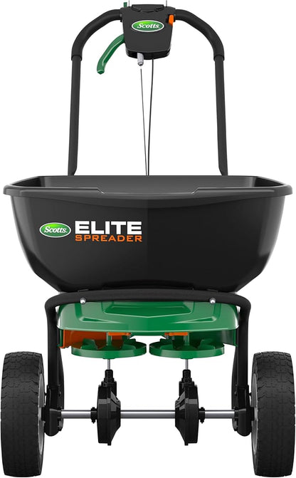 AC250128 Scotts Elite Spreader for Grass Seed, Fertilizer, Salt, Ice Melt, Durable Push Spreader Holds up to 20,000 sq.ft. Product