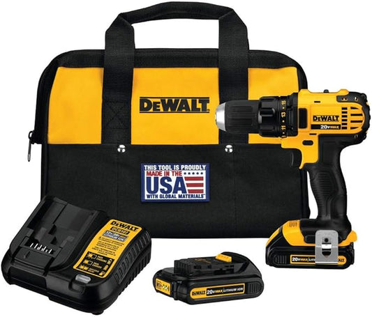 AC250033 DEWALT DCD780C2 20V MAX Compact Drill Driver Kit