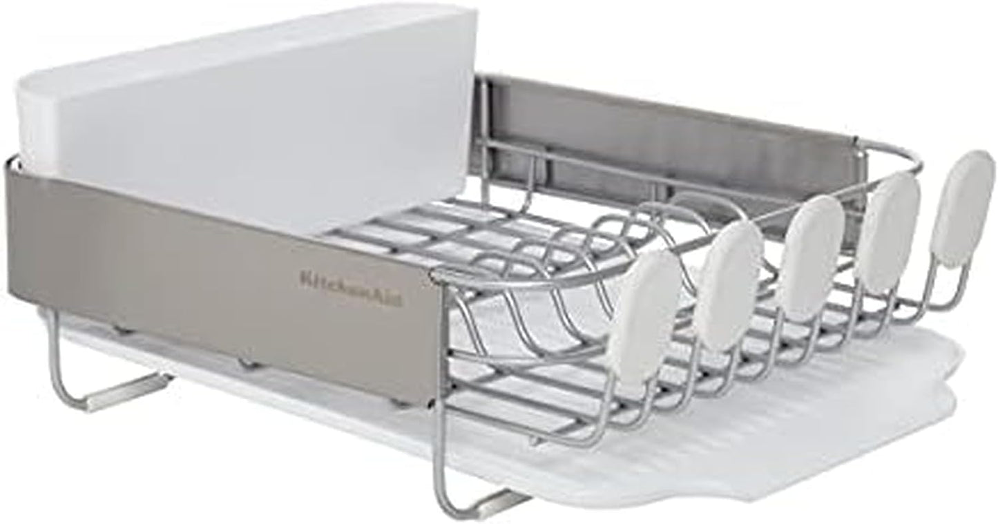 KitchenAid Compact Satin Wire Rust Resistant, Expandable Dish Rack KE895BXWHA-R