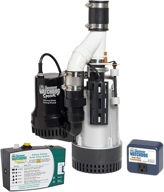 AC250185 American Fluorescent Bw4000 1730 Gallons Per Hour Basement Watchdog Combination Primary and Back-Up Pump System