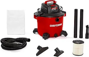 AC250095 CRAFTSMAN CMXEVBE17595 16 Gallon 6.5 Peak HP Wet Dry Vac, Heavy-Duty Shop Vacuum Wet and Dry with Filter, Dust Bag, Hose and Attachments for Home Projects & Renovations