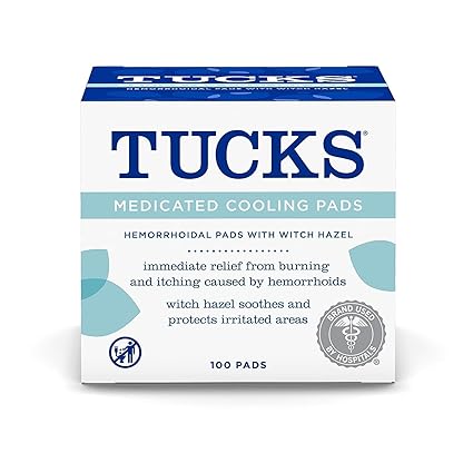 AC250760 TUCKS Medicated Cooling Pads, 100 Count – Pads with Witch Hazel, Cleanses Sensitive Areas, Protects from Irritation, Hemorrhoid Treatment, Medicated Pads Used By Hospitals