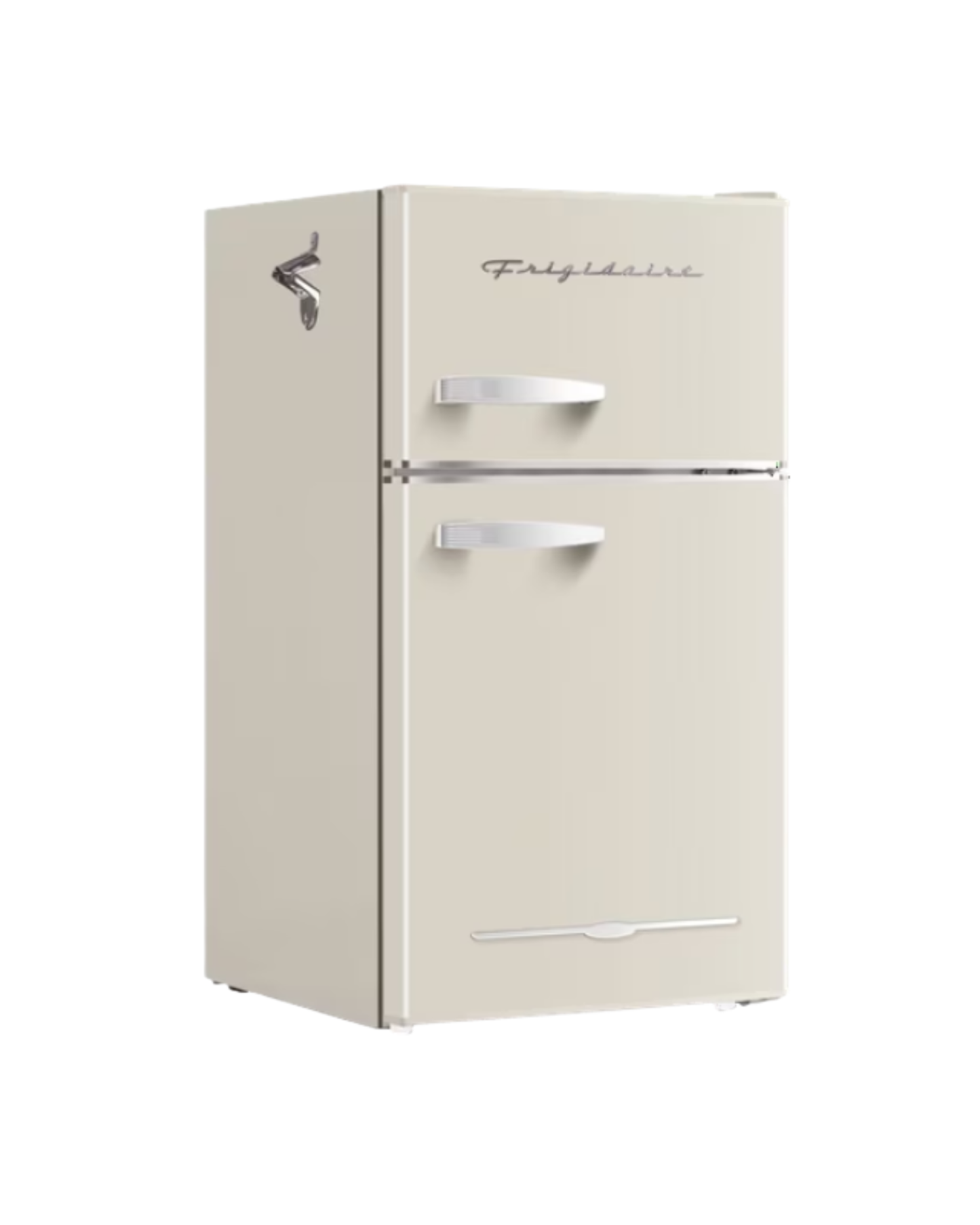 Frigidaire 3.2 cu ft 2 Door Retro Fridge w Side Bottle: Compact Mini Refrigerator.