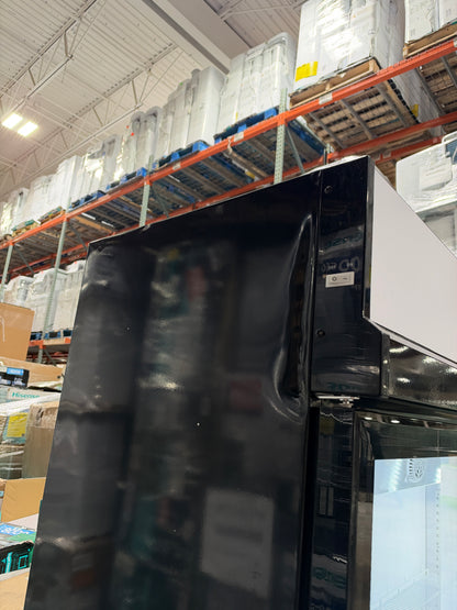 AC260395 Frigidaire 71 in. 49 cu. ft. Commercial Glass Triple Door Display Fridge (Black) - FCCB4916(black trim is broken)