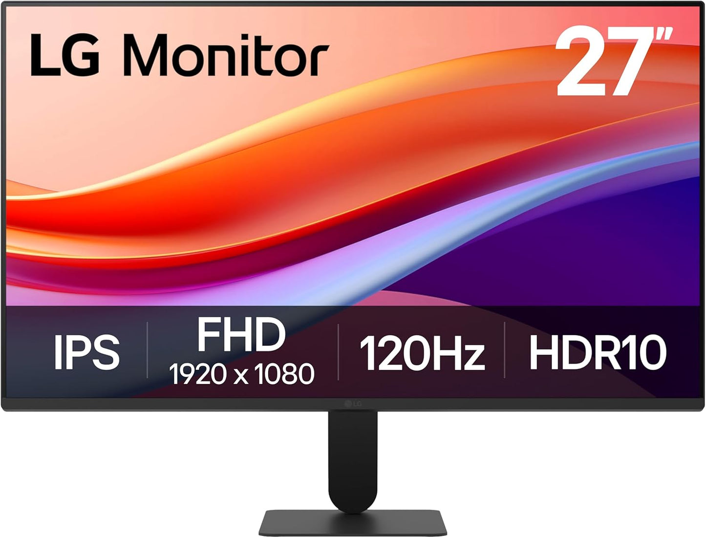 LG 27U411A-B 27-inch Full HD (1920 x 1080) IPS Computer Monitor, 120Hz, HDR10, Reader Mode, Flicker Safe, HDMI, Slim Stand Base, Black 27U411A-B-R