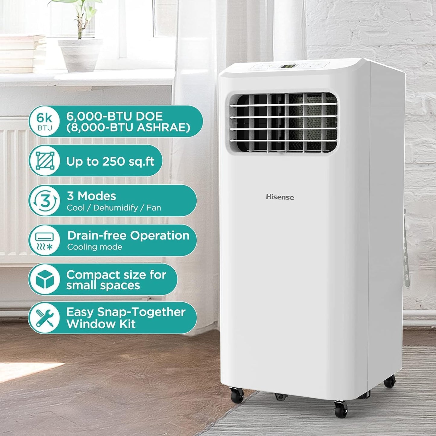 Hisense Portable Air Conditioner 250-Sq.ft 6000 BTU