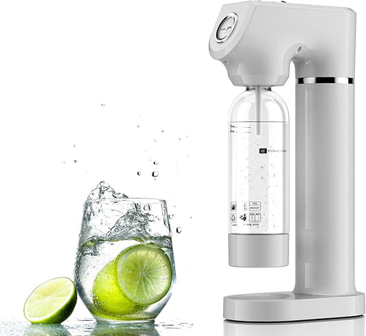 AC250863 Culinary Chef Sparkling Soda Maker – Soda Machine for Carbonated Water – BPA-Free Reusable Water Bottle included – Planet-Caring Carbonated Water Maker for Home – Fits Standard CO2 Cylinders, White