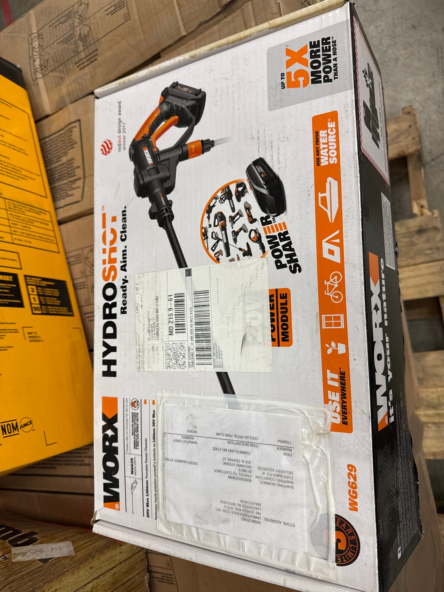 AC250017 WORX WG629 Hydroshot 20V PowerShare 2.0 Ah 320 PSI Cordless Portable Power Cleaner