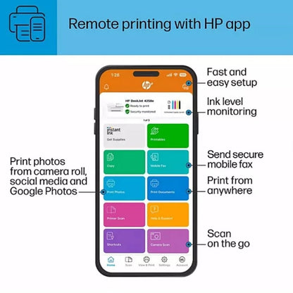 HP DeskJet 4258e All-in-One Printer 4800dpi White, Reliable dual-band Wi-Fi, for Windows/Mac 60K45A1H3-CD