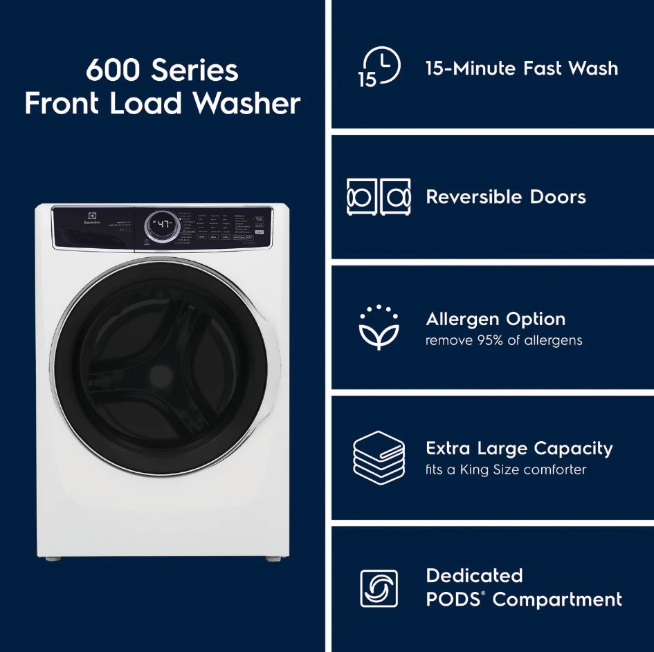 Electrolux - 4.5 Cu.Ft. Stackable Front Load Washer with Steam and SmartBoost Wash System - White - ELFW7637AW- SN 4C42710251