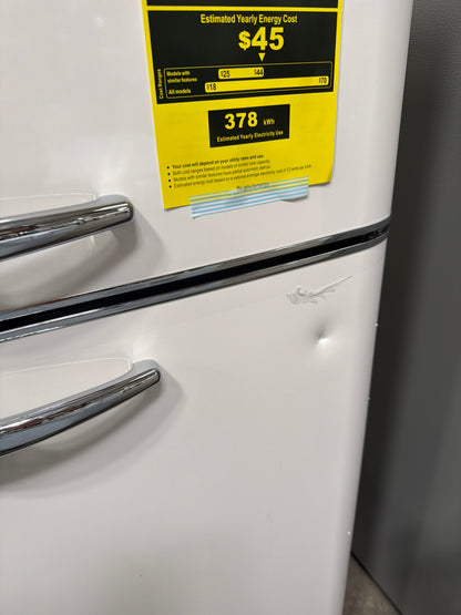 AC260272 Frigidaire 7.5 Cu. ft. Retro Refrigerator, Apartment Size Top Mount Fridge with Chrome Handles, EFR756 - Dented