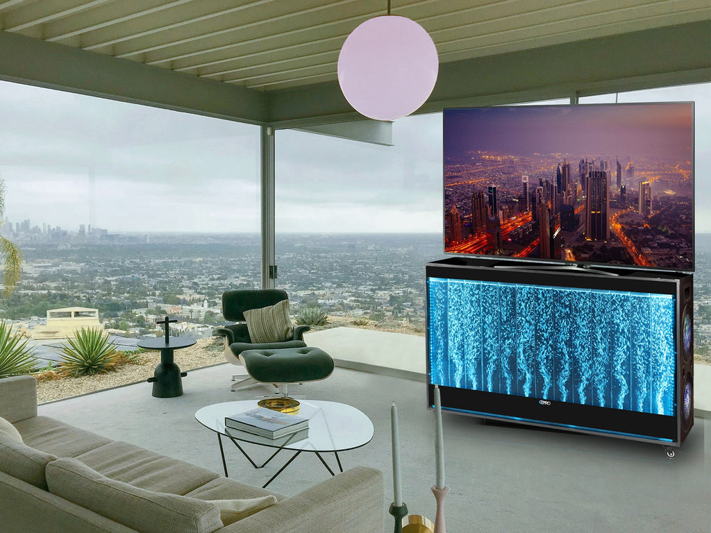 XAQUASTAND  4 x 10  Bluetooth TV STAND with WaterFall Front & Explosive Sound
